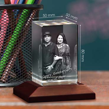 Personalised 3D Crystal Anniversary Gift for Mother (50x80x50mm)
