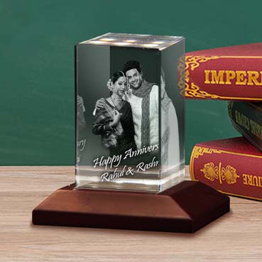 Personalised 3D Crystal Anniversary Gift for Female Friend (50x80x50mm)