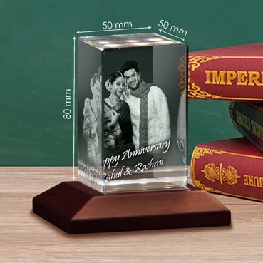 Personalised 3D Crystal Anniversary Gift for Female Friend (50x80x50mm)