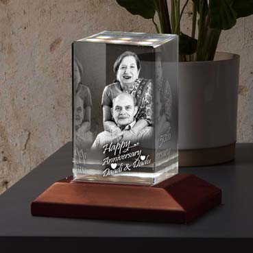 Personalised 3D Crystal Anniversary Gift for Grand Mother (50x80x50mm)