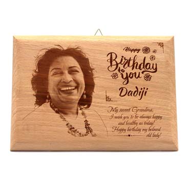 Wooden Photo Frame Personalised for Grand Mother Birthday (15”x9”)