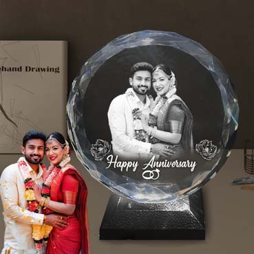 Personalised 3D Crystal Anniversary Gift for Husband (155x160x40mm)
