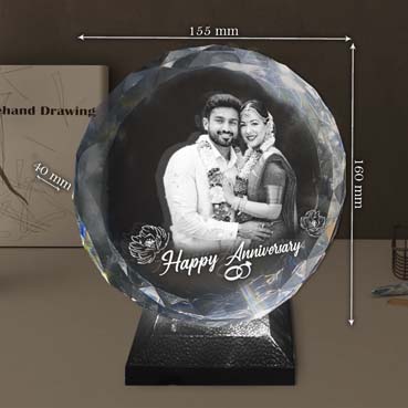 Personalised 3D Crystal Anniversary Gift for Husband (155x160x40mm)