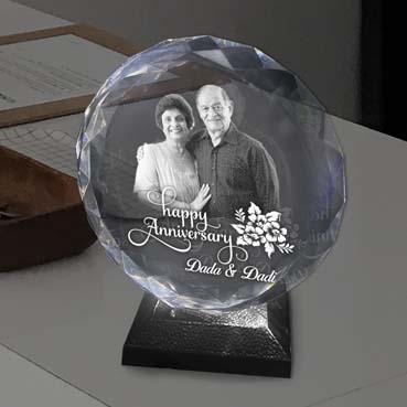 Personalised 3D Crystal Anniversary Gift for Grand Father (155x160x40mm)