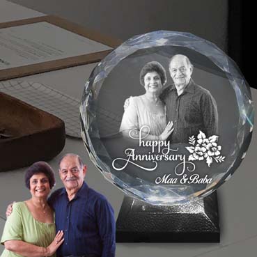 Personalised 3D Crystal Anniversary Gift for Mother (155x160x40mm)