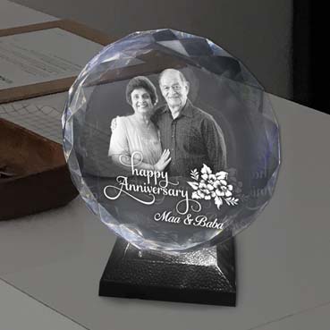 Personalised 3D Crystal Anniversary Gift for Mother (155x160x40mm)