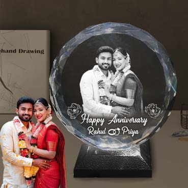 Personalised 3D Crystal Anniversary Gift for Female Friend (155x160x40mm)