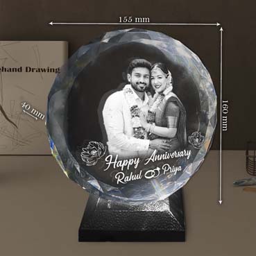 Personalised 3D Crystal Anniversary Gift for Female Friend (155x160x40mm)