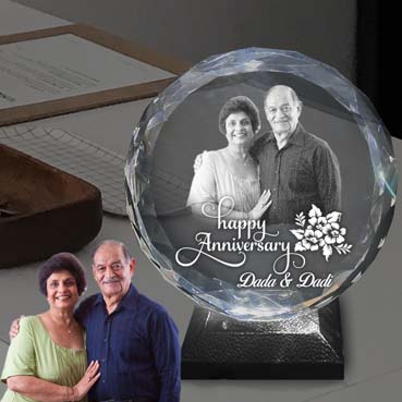 Personalised 3D Crystal Anniversary  Gift for Grand Mother (155x160x40mm)