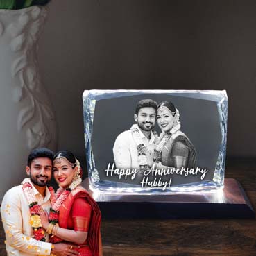 Anniversary Gift for Husband Personalised 3D Crystal (100x130x25mm)