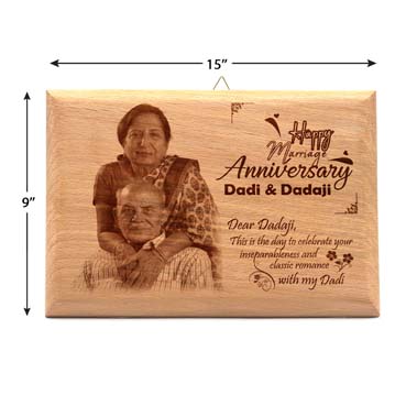 Wooden Photo Frame Personalised for Grand Father Anniversary (15”x9”)