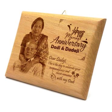 Wooden Photo Frame Personalised for Grand Father Anniversary (15”x9”)