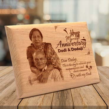 Wooden Photo Frame Personalised for Grand Father Anniversary (15”x9”)