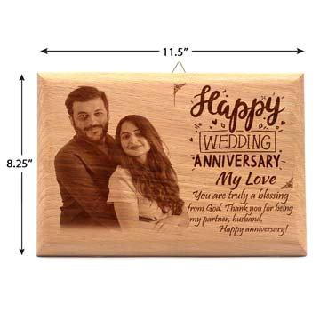 Wooden Photo Frame Personalised for Wife Anniversary(11.5”x8.25”)
