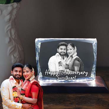 Anniversary Gift for Wife Personalised 3D Crystal (100x130x25mm)