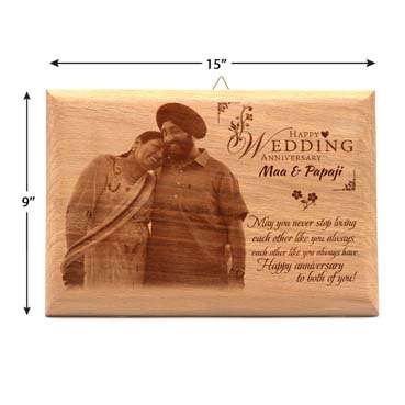 Wooden Photo Frame Personalised for Mother Anniversary(15”x9”)