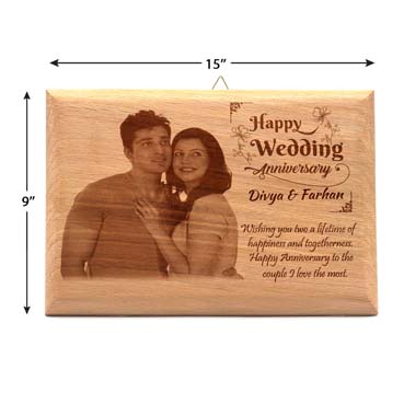Wooden Photo Frame Personalised for Female Friend Anniversary(15”x9”)
