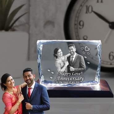 Anniversary Gift for Girlfriend Personalised 3D Crystal (100x130x25mm)