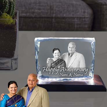 Anniversary Gift for Grand Mother Personalised 3D Crystal (100x130x25mm)
