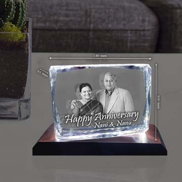 Anniversary Gift for Grand Mother Personalised 3D Crystal (100x130x25mm)