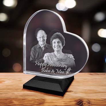 Anniversary Gift for Father Personalised 3D Crystal (140x140x20mm)