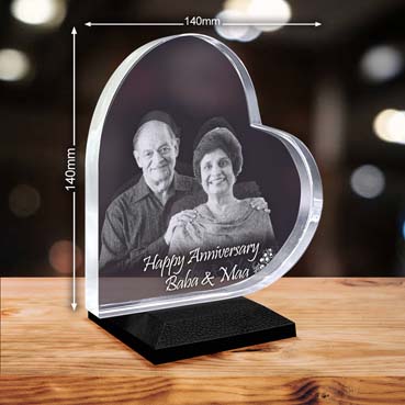 Anniversary Gift for Father Personalised 3D Crystal (140x140x20mm)