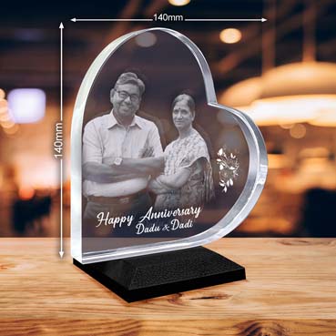 Anniversary Gift for Grand Father Personalised 3D Crystal (140x140x20mm)