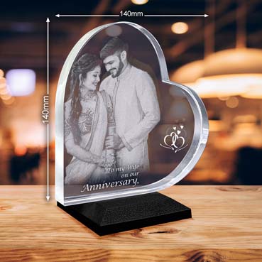 Anniversary Gift for Wife Personalised 3D Crystal (140x140x20mm)