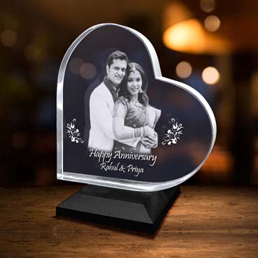 Anniversary Gift for Female Friend Personalised 3D Crystal (140x140x20mm)