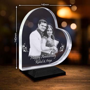 Anniversary Gift for Female Friend Personalised 3D Crystal (140x140x20mm)