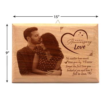Wooden Photo Frame Personalised for Girlfriend Anniversary(15”x9”)
