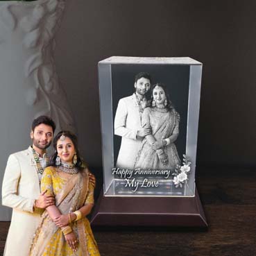 Personalised 3D Crystal Anniversary Gift for Husband (180x120x65mm)