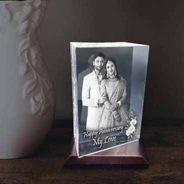 Personalised 3D Crystal Anniversary Gift for Husband (180x120x65mm)