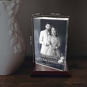 Personalised 3D Crystal Anniversary Gift for Husband (180x120x65mm)