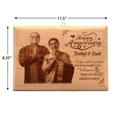 Wooden Photo Frame Personalised for Grand Mother Anniversary (11.5”x8.25”)
