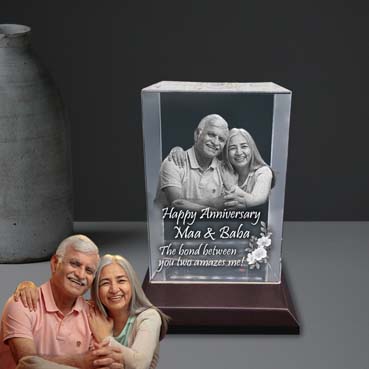 Personalised 3D Crystal Anniversary Gift for Mother (180x120x65mm)