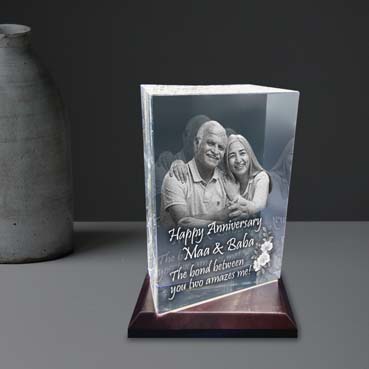Personalised 3D Crystal Anniversary Gift for Mother (180x120x65mm)