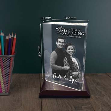 Personalised 3D Crystal Anniversary Gift for Sister (180x120x65mm)