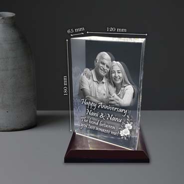 Personalised 3D Crystal Anniversary Gift for Grand Mother (180x120x65mm)