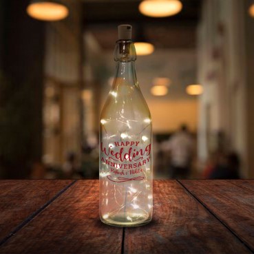 LED Bottle Lamp Personalised for Female Friend Anniversary