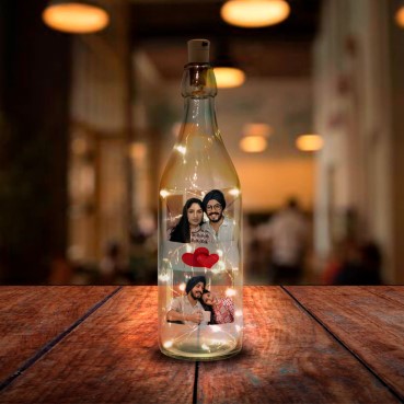 LED Bottle Lamp Personalised for Male Friend Anniversary