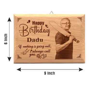 Wooden Photo Frame Personalised for Grand Father Birthday (9”x6”)