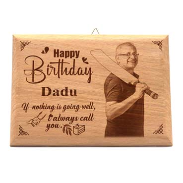 Wooden Photo Frame Personalised for Grand Father Birthday (9”x6”)