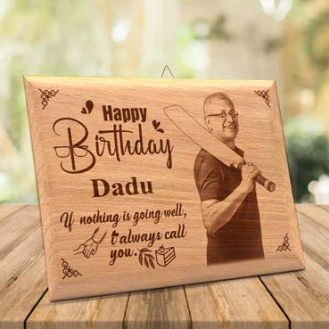 Wooden Photo Frame Personalised for Grand Father Birthday (9”x6”)