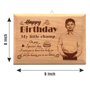 Wooden Photo Frame Personalised for Boy Child Birthday (9”x6”)