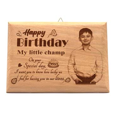 Wooden Photo Frame Personalised for Boy Child Birthday (9”x6”)