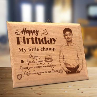 Wooden Photo Frame Personalised for Boy Child Birthday (9”x6”)