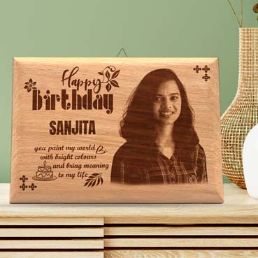 Wooden Photo Frame Personalised for Wife Birthday (9”x6”)