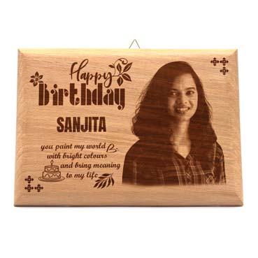 Wooden Photo Frame Personalised for Wife Birthday (9”x6”)