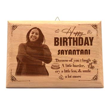 Wooden Photo Frame Personalised for Female Friend Birthday (9”x6”)